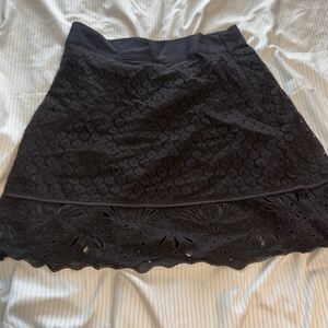 LOFT black eyelet skirt with stretchy waistband Size 0 #goth #festival